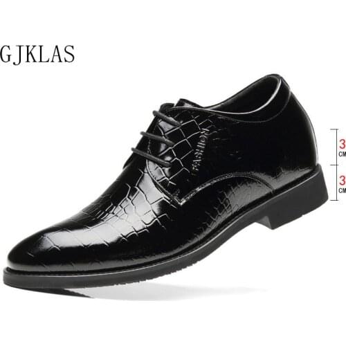 Mens Shoes High Heels 8/6 Cm Handmade Real Leather Mens Dress Shoes Formal Wedding Office Oxford Shoes for Men Genuine Leather
