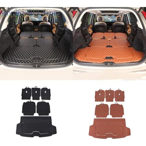 For Volvo XC90 2015-2020 PU Leather Rear Trunk Cargo Liner Protector Mat Seat Back Cover Car Accessories