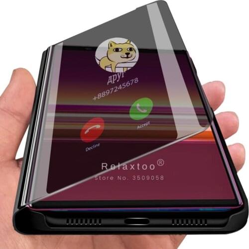 Mirror flip case on for sony xperia xz 5 4 3 xz5 xz4 xz3 5xz 4xz 3xz cases cover for sone soni xperia 5 1 xperia5 xperia1 coque