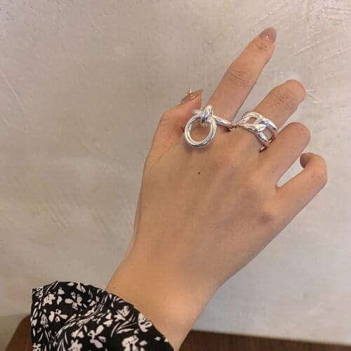 VENTFILLE 925 Sterling Silver Circle Woven Finger Ring For Women Trendy Hip-hop Retro Round Opening Ring Fashion Jewelry 2021