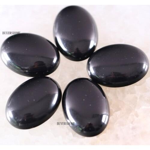 18x25MM&15x20MM CAB Cabochon 5Pcs Oval Natural Stone Bead For Making Necklace Bracelet Earrings Black Onyx K564