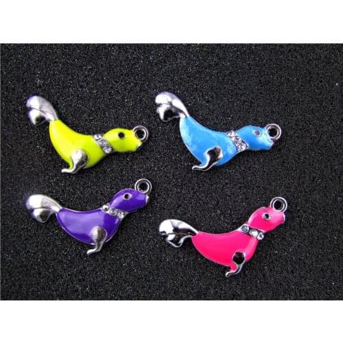 AE738 Mix Color 20Pcs Alloy Metal Enamel Sea Lion Charms Pendant 38x22mm