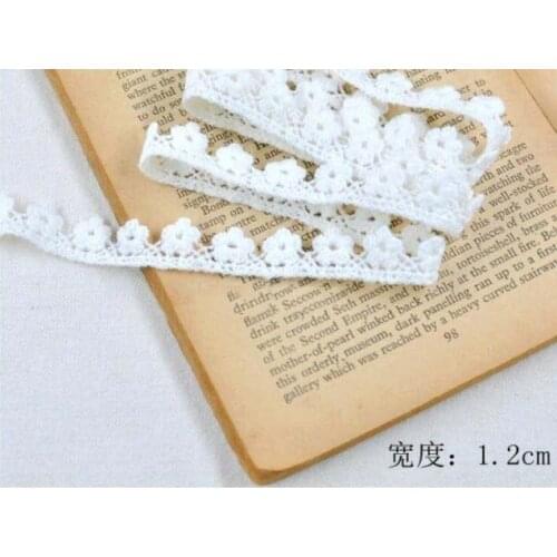 30Meters Delicate Embroidered Flower Cotton Water Soluble Lace Trim 12mm White Floral Fabric Sewing DIY Crafts Home Decoration