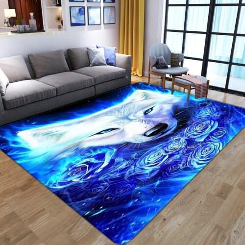 3D Wolf Pattern Printed Carpets For Living Room Bedroom Decor Carpet Soft Flannel Kids Room play Area Rugs Child Room Floor Mats