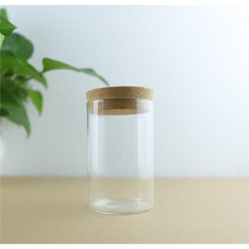 4pcs/lot 65*100mm 250ml Thick Glass Bottle Cork Stopper Spice Bottles Container Jars Vials DIY Craft Kitchen Storage Bottles