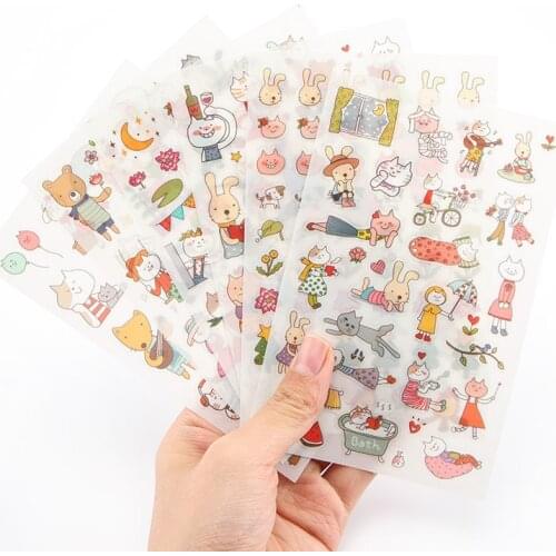 6PCS New Creative Lovely Miss Cat Diary Decorative Planner DIY Diary Scrapbooking Phone Index Seal Stickers