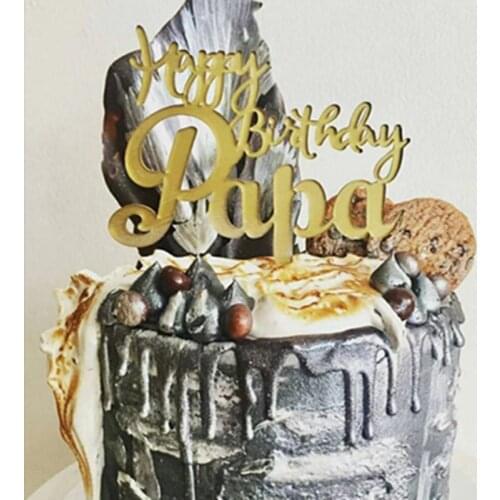 New Acrylic Dad Happy Birthday Cake Topper Fathers Day Daddy Birthday Party Cake Decorations Baking Accessories Party Favors