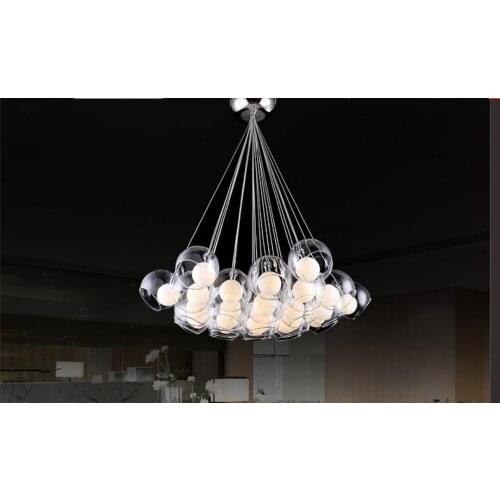 Free Shipping New Modern 19 heads Led Bulb Glass Ball Pendant Lights Glass Blub Sago Lighting 110V-240V FG173