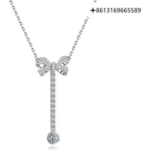 Link Series S925 Silver Bow Meteor Necklace Long Pendant Clavicle Chain