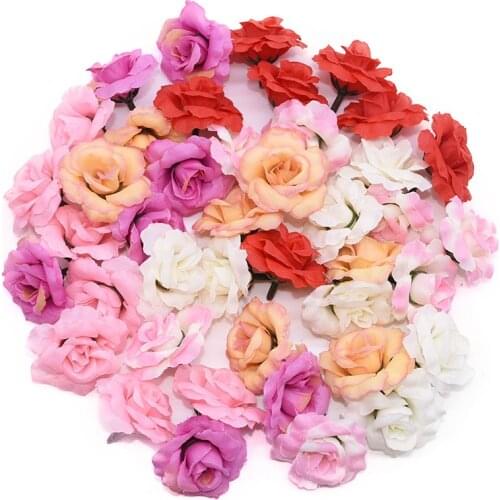 20/50pcs 5cm Silk Artificial Rose Flower Head For Wedding Party Home Garden Decoration DIY Wreath Craft Gift Favors Supplies