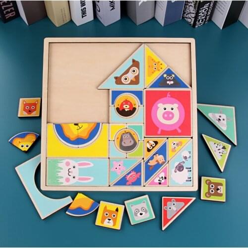 Children Puzzle Wood 3D Animal Cognition Baby Shape Cognition Early Education Puzzle Toys Gift