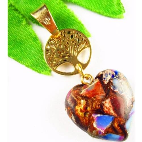 Purple Sea Sediment Copper Bornite Tibetan Gold Life-tree Pendant Bead 20x20x6mm/15x1mm Length:48mm