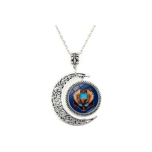 Harri badge Time gemstone glass Half Moon necklace pendant Potter Birthday Christmas Adults Kids