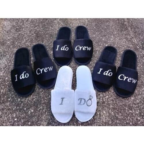 Personalise black Wedding Bridesmaid Bridal Bride Slippers I do crew Hens Night Bachelorette Spa Slippers party favors gifts