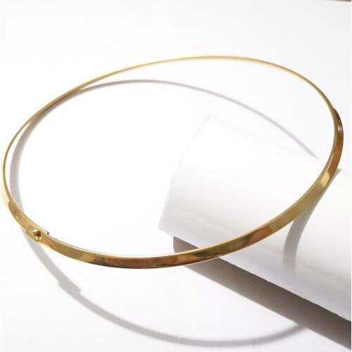 New Fashion 4mm wide Gold Stainless Steel Choker Collar Can Open Cuff Necklace