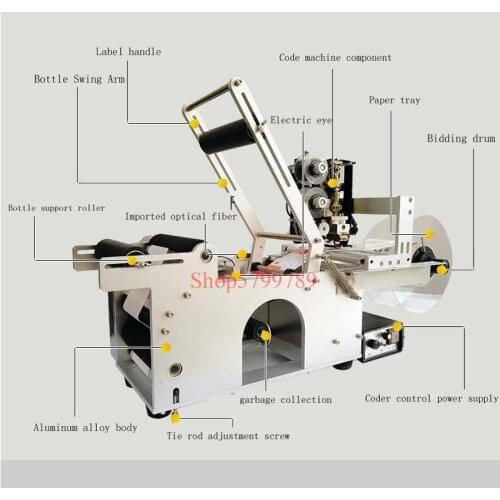 Commercial Semi Automatic Labeler Sticker Round Bottle Coding And Labeling Machine TBJ-DM