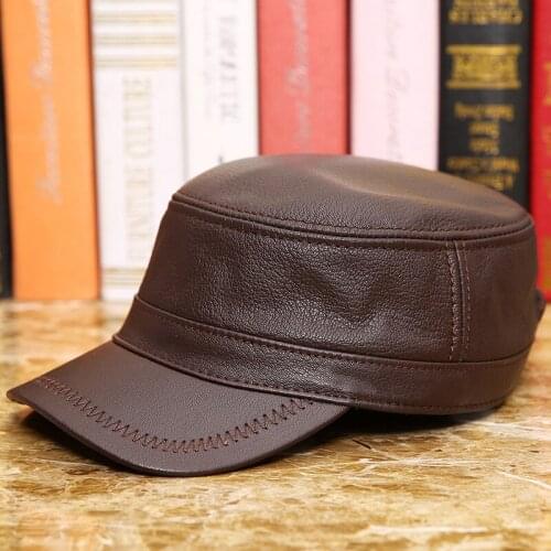 Leather Leather 100% Genuine hat man young winter thin section flat hat sheepskin berets elderly leisure cap