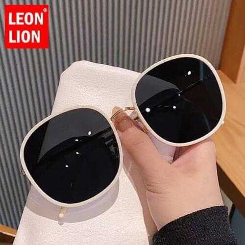 LeonLion Oval Sunglasses Women Oversized Eyeglasses For Women/Men Metal Luxury Glasses Women Round Gafas De Sol Mujer 2021