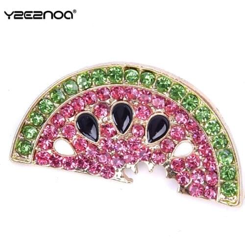 Summer Style Cute Fruit Brooch Pin Kids Backpack Badges Fashion Jewelry Rhinestone Watermelon Brooches For Women