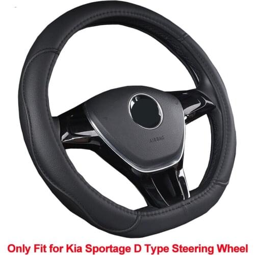 HuiER Car Steering Wheel Cover Brain on funda volante PU Leather For Kia Sportage 2015 2016 2017 2018 2019 D Type Steering Wheel