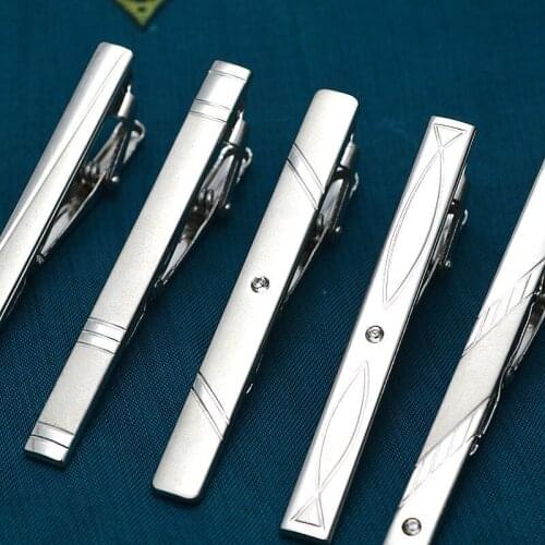 1Pc Fashion Charming Men Silver Color Metal Tie Clips Formal Wear Shirt Tie Pin Bar Necktie Wedding Party Dress Suit Accessories