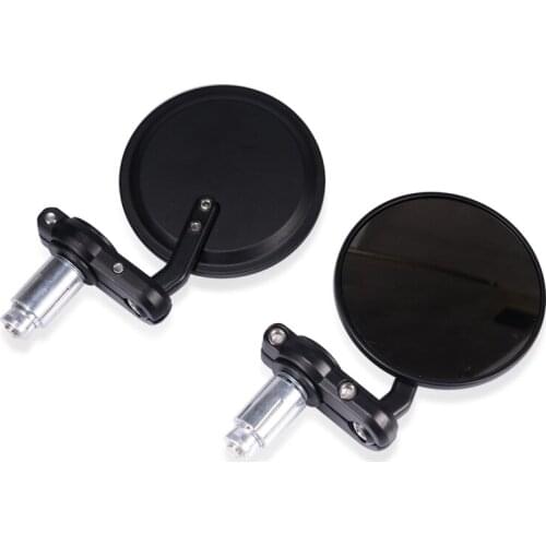 Motorcycle Universal CNC Handle Bar End Rearview Side Mirrors 3"Round 7/8" 22mm Custom For Honda Yamaha Kawasaki Suzuki