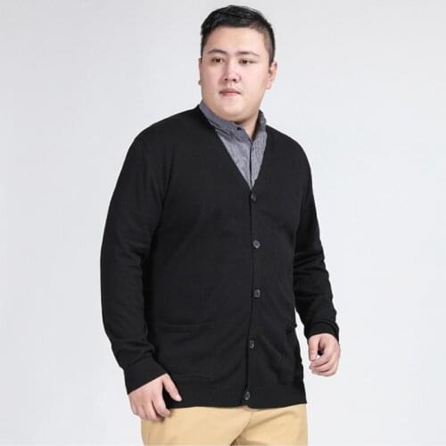 Male V-neck cardigan sweater 7XL 6XL Plus size mens spring youth sweater plus size casual cotton