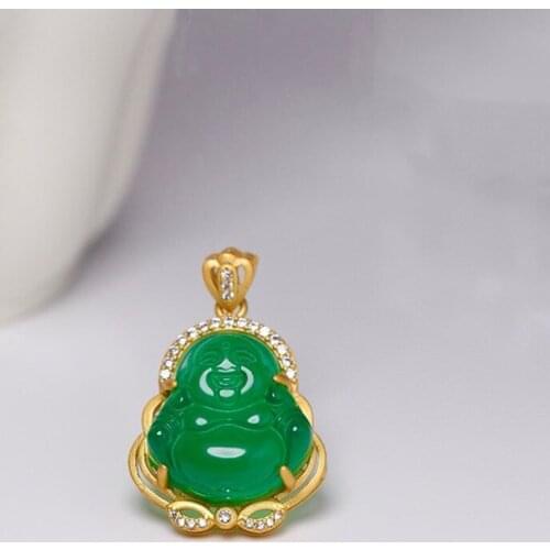 Natural Agate Chalcedony Buddhism Jade Pendant Jewelry Lucky Exorcise evil spirits Auspicious Amulet Jade Pendant Fine Jewelry