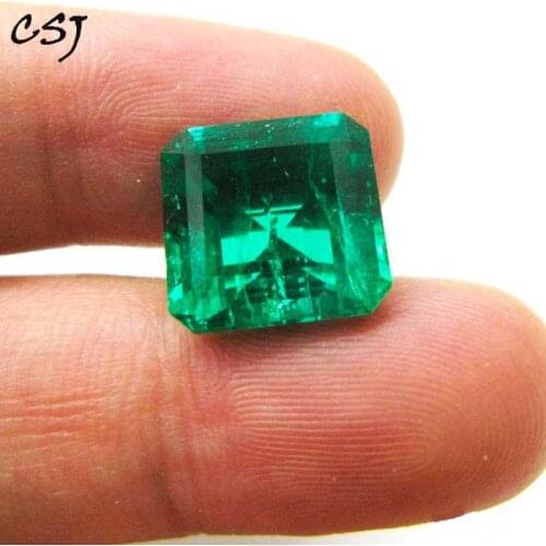 CSJ Lab Created Colombia Emerald "CCE" Loose Gemstone Oct12*12mm for Ring Fine Jewelry