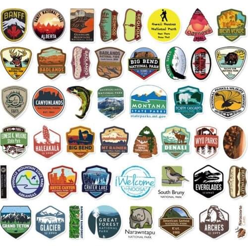 New Arrival 50Pcs Waterproof National Park Zoo Stickers Laptop Skateboard Luggage Guitar Stickers Toys