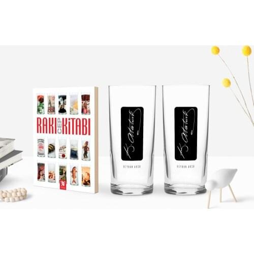 Personalized Colorful Printed Ataturk Themed Dual Arrack Cup and Raki Mobile Book Gift Seti-30