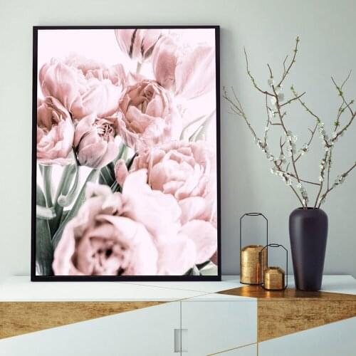 Scandinavian Pink Flower Canvas Poster Rose Nordic Style Wall Art Print Painting Decoration Picture Home Decor Unframed