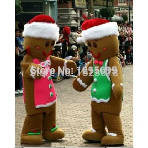 Christmas gingerbread man Mascot Costume Adult Size Outfit Plush Costumes Fancy Dress