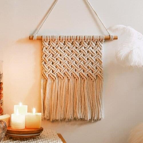 Nordic Hand-woven Cotton Rope Tassel Tapestry Hanging Ornament Room Wall Decor Tapestries