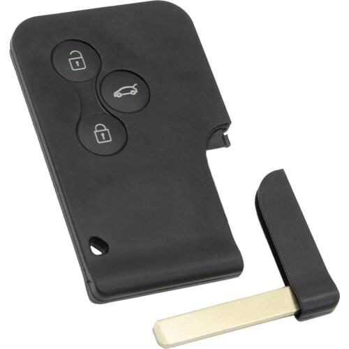 WhatsKey 3 Button Smart Card Remote Key Shell For Renault Clio Logan Koleos Megane 2 3 Scenic Card Black Fob Case With Small Key