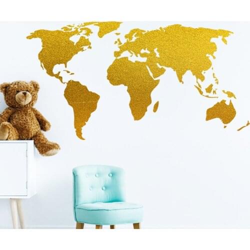 Modern World Map Seven Continents Wall Stickers Living Room Sofa Backdrop Wall Decoration Creative Room Decor Mural