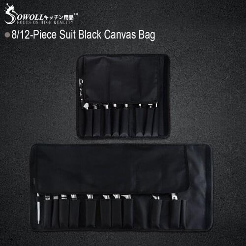 Sowoll Chef Knife Bag Roll Bag Carry Case Bag Kitchen Cooking Portable Durable Storage Pockets 8 Piece Black