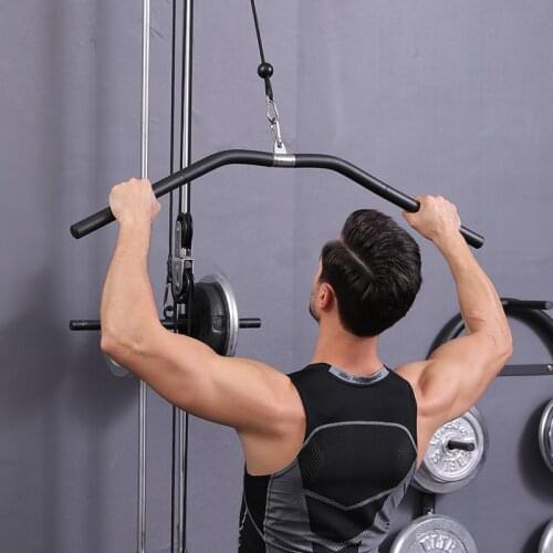 LAT Pull Down Bar DIY Pulley Cable Machine Attachment Biceps Triceps Back Blaster V-bar Detachable Rowing Handle Fitness T-bar