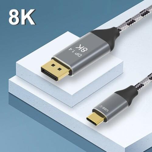 USB-C to DisplayPort 8K Cable DP Version 1.4 1m 2m 3m 8K@60Hz 4K@144Hz HDR 4:4:4 SST and MST mode for MacBook Pro