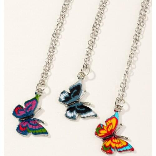Korean Fashion Cute Butterfly Pendant Necklace for Women Golden Color Statement Necklace Jewelry Gifts Wholesale Dropshipping