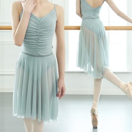 Women Skirt Adult Dance Skirt Mesh Ballet Skirt Pull on Knee Length Lyrical Contemporary Dance Dress Costumes Ballerina Dancewar