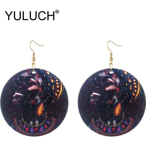 YULUCH A Pair Big Dangle Earrings Fashion Jewelry 2019 Ethnic African Indian Natural Wooden Pendant Earrings For Women Party