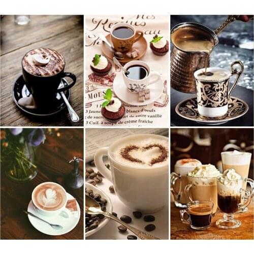 Yumeart 5D Diamond Painting Kits Full Drill Square Coffee Cross Stitch Diamod Embroidery Cup Bead Picture Kits Wall Decoration