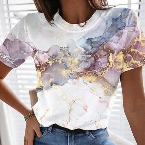 3D T Shirt Women Casual Summer Short Sleeve O Neck Tees Fashion Landscape Flower Positioning Print Top Plus Size Ladies Clothing