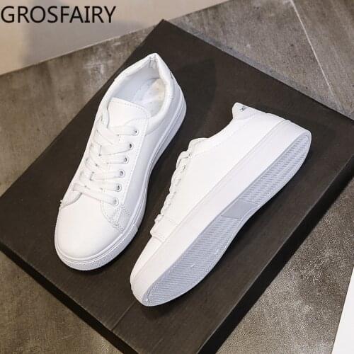 Thick-soled White Shoes Women 2021 Fashion Student Round-toe Shoes Sports Casual Single Shoes Women Outdoor Walking Shoes