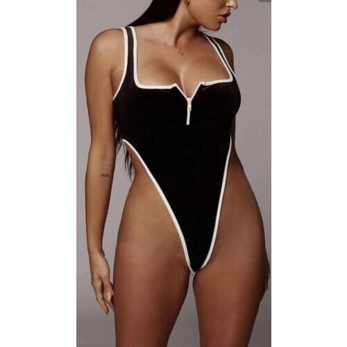 Celebrity Bandage New Arrival Black Spaghetti Straps V Neck Bandage Bodysuit Sexy Bikini Swimsuit