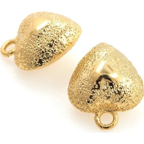 Heart Shaped Gold Pendant Gold Fluffy Heart Shaped Necklace DIY Jewelry Making Accessories 14x11.7x7.7mm