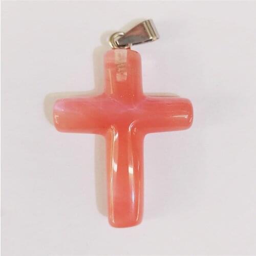 1 Pcs 44x30x8mm Red Cherry Quartz Cross Hand-Carved DIY Necklace Jewelry Making Reiki Healing Pendant Bead