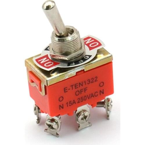 2pcs/lot Rocker switch E-TEN1322 double-pole double-throw button switch power head shaking switch 6 feet 3 files