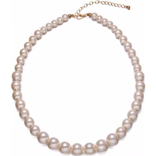 2020 New Beige Imitation Pearl Necklace For Women Fashion Classic Long Baroque Beads Statement Necklaces Lady Wedding Jewelry